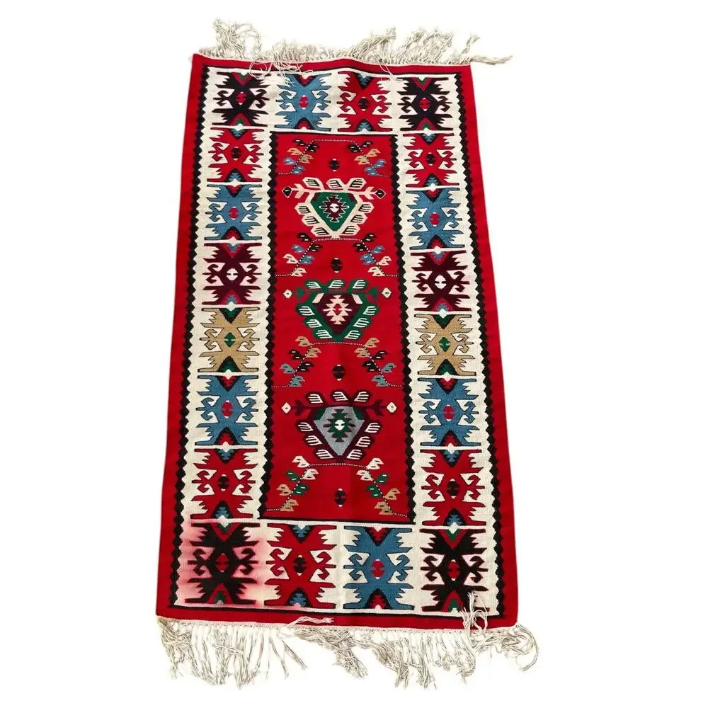 Vintage Bohemia 60s 70s Aztec Southwestern Wool Pile Dye Turkish Taspinar Rug